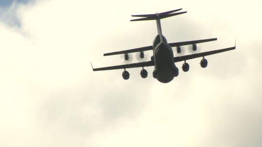 Aircraft practice flyover at RAF Cranwell ahead of the Queen's Platinum Jubilee celebrations