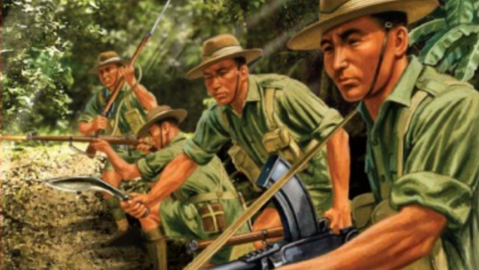 Illustration of Gurkha soldiers in Burma during World War 2