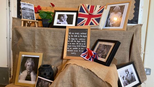 Akrotiri Primary School's tribute to Her Majesty Queen Elizabeth II CREDIT BFBS