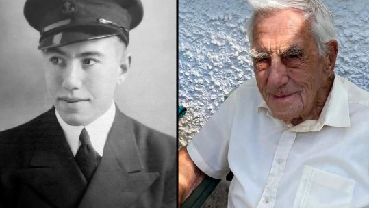 Alan Norman Martin in naval uniform in 1940 and retirement