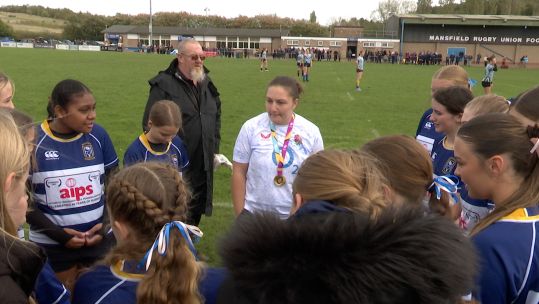 Amy Cokayne meets players at Mansfield Rugby Club CREDIT BFBS DATE 05102025.jpg 