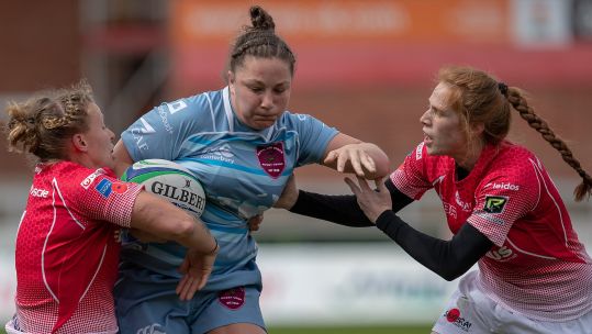 Amy Cokayne with ball vs Army