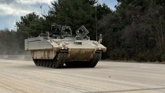An Ajax armoured vehicle pictured at Bovington in Dorset.