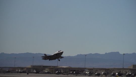 An F-35 takes off from Nellis Air Force Base in Nevada on Exercise Red Flag (Picture: RAF).
