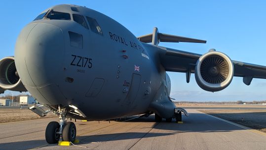 An RAF C-17 aircraft delivering supplies to Europe for Ukraine on behalf of the Canadian Government (Picture: RAF).