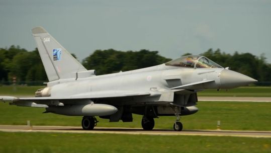 An RAF Typhoon jet on Op Azotize.