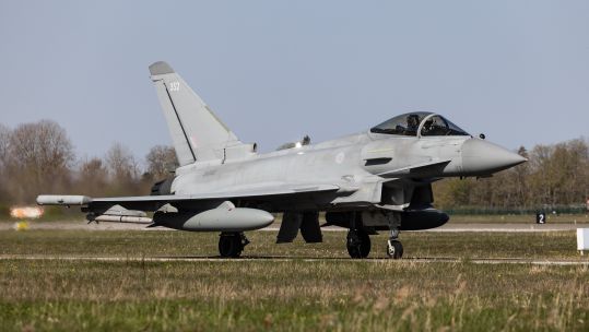 An RAF Typhoon prepare for takeoff from Amari Air Base in June (Picture: MOD).