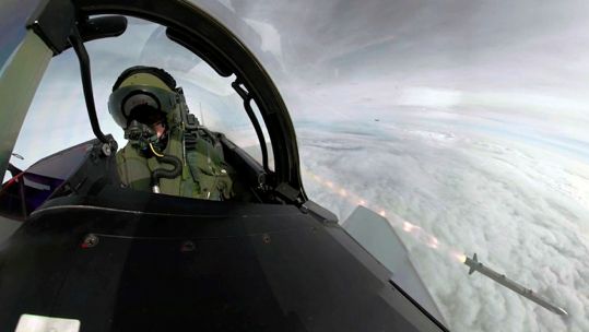 An RAF pilot watches as an ASRAAM missile is fired over the sea in the Hebrides Air Weapon Ranges in September (Picture: MOD).