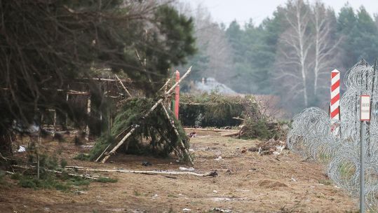 An abandoned migrant tent camp is pictured on the Belarusian-Polish border (Picture: Itar-Tass News Agency/Alamy