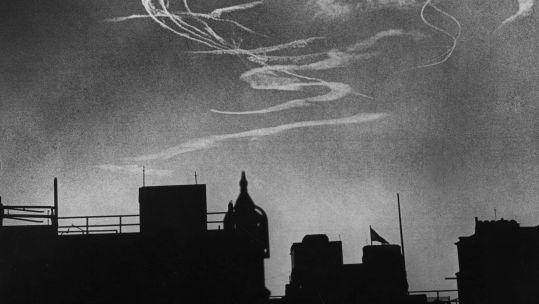 An aerial battle over London at 9am on the morning of 6th September 1940 during Battle of Britain