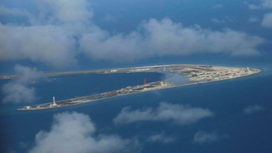 An aerial view of China occupied Subi Reef at Spratly Islands in disputed South China Sea 210417 CREDIT Reuters Alamy Stock Photo