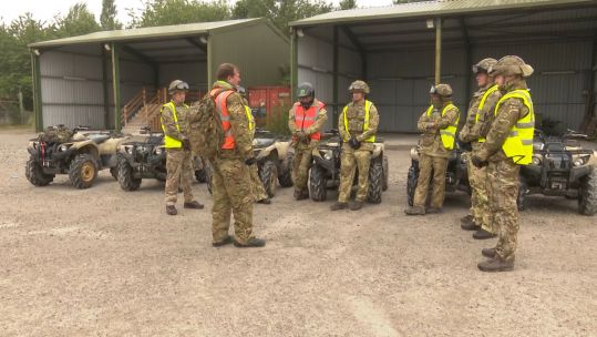 An instructor talking to students at the Defence School of Transport in East Yorkshire 