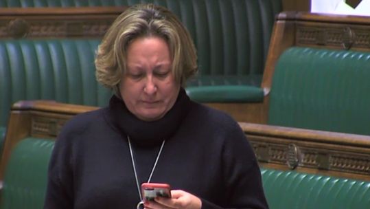 Anne-Marie Trevelyan reads out emotional letter. 