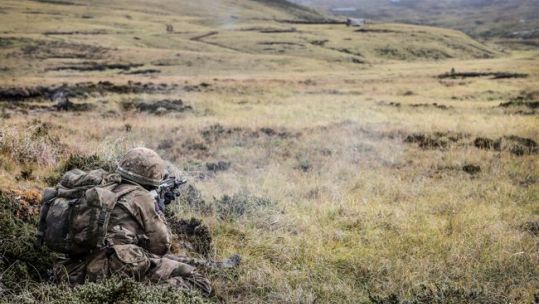 Anon soldier during exercise on Falklands Onion Ranges