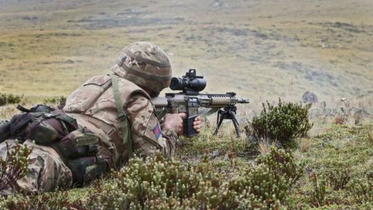 Anon soldier during exercise on Falklands Onion Ranges