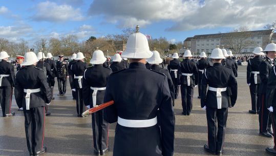 Anonymous Royal Marines from the King's Squad passing out at the Commando Training Centre in Lympstone, Devon