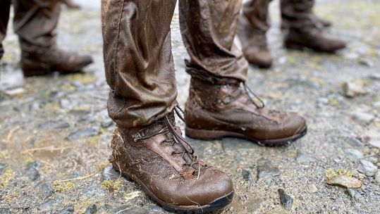 Anonymous The mud and water on a Royal Marines legs after the infamous 30-miler 230222 CREDIT BFBS .jpg