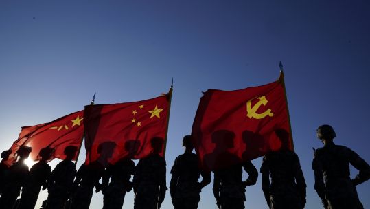 Anonymous picture of Chinese troops preparing for military parade at Zhurihe training base 300717 CREDIT PA