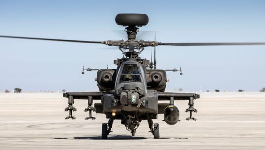 Apache helicopter prepared ahead of a training sortie on Ex Pinion Oman 21