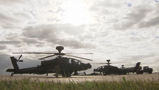Apache helicopters at Wattisham Airfield in Suffolk 180520 CREDIT BFBS.jpg 