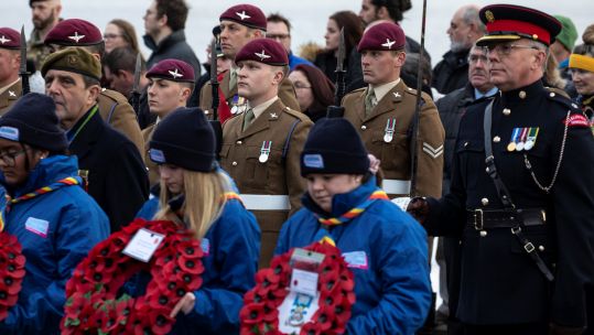 Armed Forces personnel deployed to the Falklands paid tribute to the service personnel who died defending the Falkland Islands 14062022 CREDIT MOD Crown Copyright.jpg