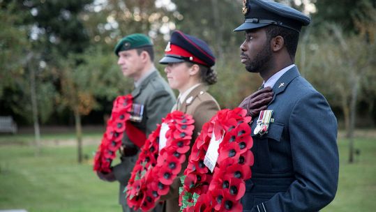 Armed Forces personnel laying wreaths in memory of the 457 British personnel who died during UK military operations in Afghanistan on the 20th anniversary of the start of coalition airstrikes (Picture: MOD).