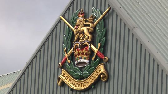 Army Foundation College Harrogate sign 090320 CREDIT BFBS
