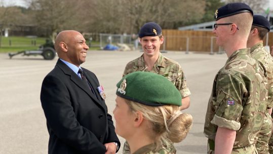 Lieutenant Colonel Sulle Alhaji meeting Alhaji Troop