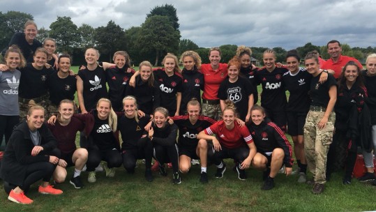 The Army Women's Football Team with Manchester United Women's Football Team 