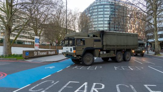 Cover image: The Army delivers supplies to a London hospital (Picture: MOD).