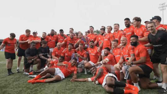 Army men celebrate Inter Service rugby win CREDIT BFBS DATE 11052024.jpg