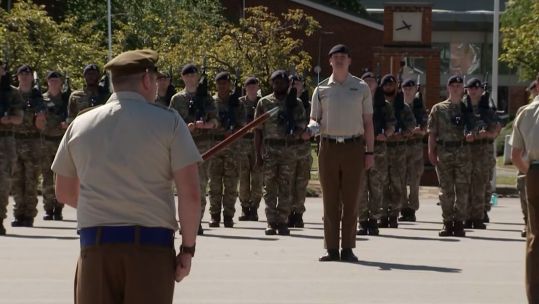 Army personnel on a parade square 140524 CREDIT BFBS