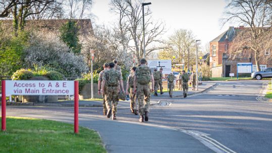 Army personnel outside St Mary's Hospital (Picture: Isle of Wight Council).