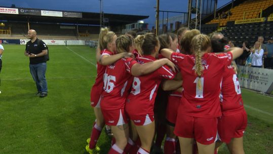 Army rugby league women team celebrate winning Challenge Shield Final 280719 CREDIT BFBS.jpg