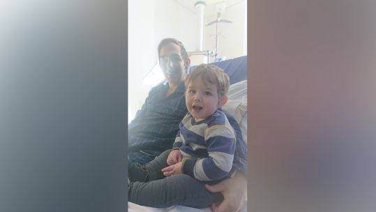 Army veteran Phillip Hardwell with his son (Picture: SSAFA).