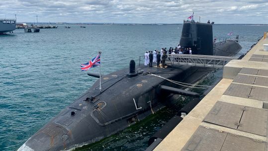 Astute-class Royal Navy submarine part of CSG21 alongside in Perth, Australia 291021 CREDIT UK IN AUSTRALIA TWITTER