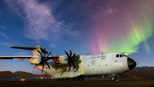 The Red Arrows and their Atlas support aircraft stopped in Iceland on their way home (picture: Royal Air Force)