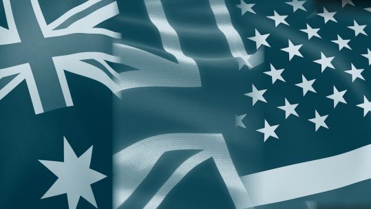 Australian, UK and US flags Aukus 