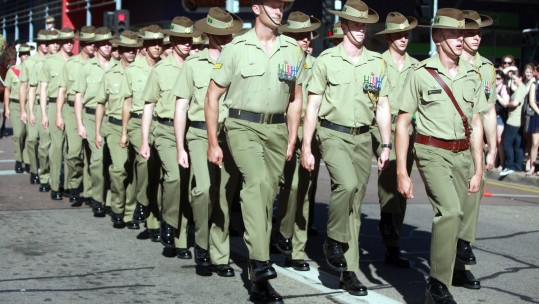 Australian soldiers at Anzac Day