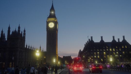 Ayrton Light being switched on above Big Ben to signal the approach of the end of WW2 240425 CREDIT House of Commons