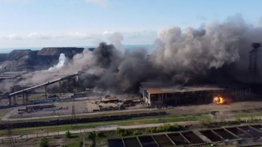 Azovstal steel plant, in Mariupol, under attack by Russian forces