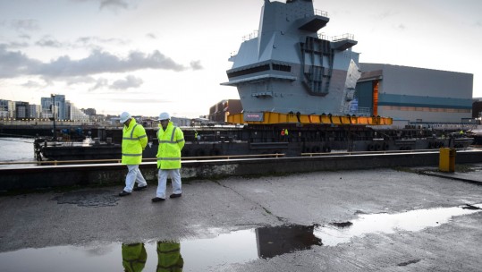 Final Section Of Flagship Aircraft Carrier Takes To The Sea