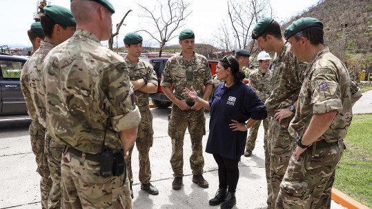 Priti Patel Aftermath of Hurricane Maria With British Troops