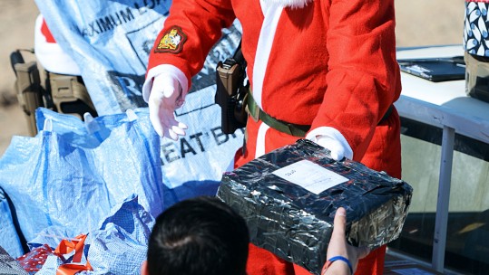 BFPO Christmas Father Christmas Santa Camp Bastion Afghanistan Credit MOD