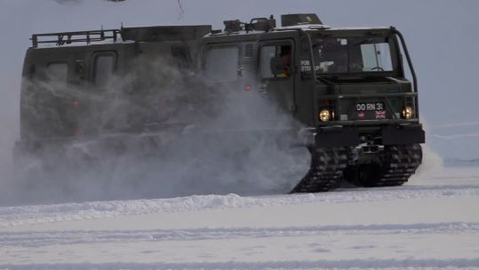 BV 206 tracked all-terrain amphibious vehicle in action in Norway 12032024 CREDIT BFBS