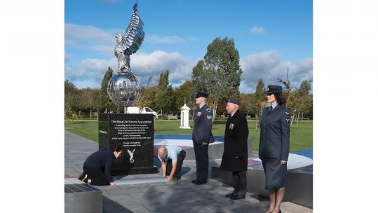 Battle Of Britain 80th anniversary burying time capsule Full of Tributes Remembrance Garden at the National Memorial Arboretum, Staffordshire 28102020 CREDIT RAFAssociation.jpg