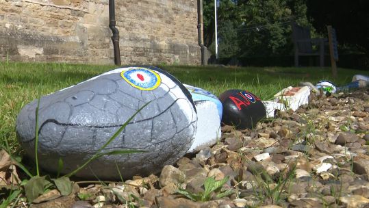 Battle of Britain commemorative stone snake at Scampton Church 250820 CREDIT BFBS.jpg 