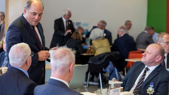 Ben Wallace at the National Memorial Arboretum with veterans for Operation Banner commemorations 140819 CREDIT MOD