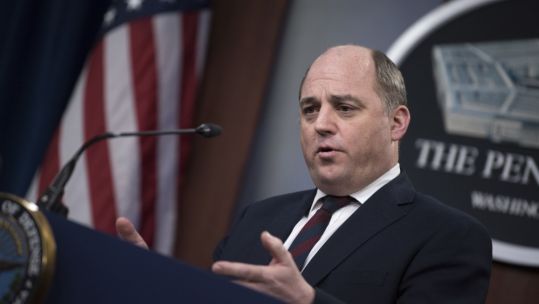 Ben Wallace spoke with US Defense Secretary Mark Esper at the Pentagon (Picture: US Department of Defense). 