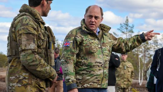 Ben Wallace, Secretary of State for Defence of the United Kingdom visits The Queens Royal Hussars soldiers and officers in Finland during Exercise Arrow 22 050522 CREDIT MOD (5).jpg